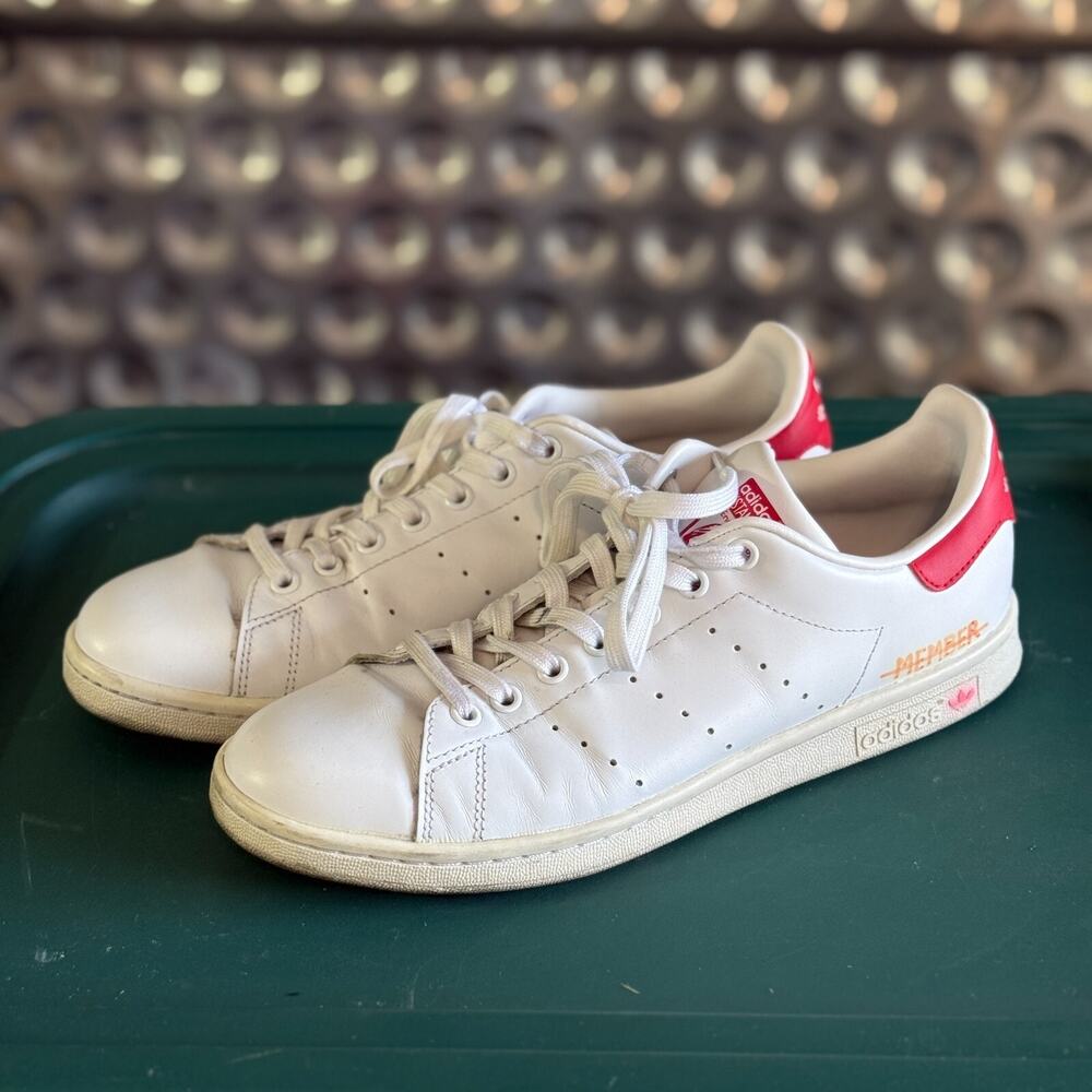 Adidas Mens Stan Smith White Red Athletic Casual Shoes Sneakers Size 9.5